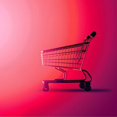 Simple Elegant Shopping Cart on Vibrant Pink Gradient