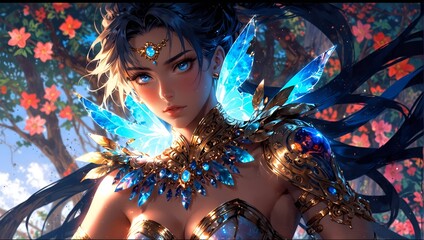 Stunningly Beautiful Anime Portrait in Nebula Setting: A Masterpiece of Digital Artistry