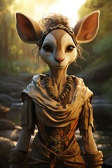 Whimsical fantasy creature with large ears and ornate clothing