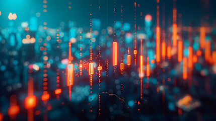 Fototapeta premium Stock market or forex trading graph and candlestick chart suitable for financial investment concept. Economy trends background for business idea and all art work design. 
