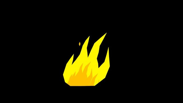 Animated Bonfire torch flame simple 2d cartoon style lottie frame by frame Transparent 4k alpha channel drag and drop