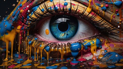Fototapeta premium Colorful artistic eye close-up