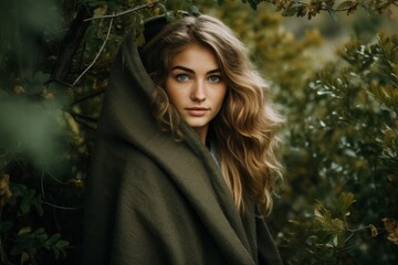 Naklejka premium Captivating woman in autumn forest