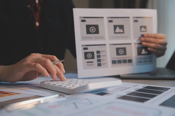 UX UI design process for modish mobile application and website . Creative prototype of wireframe...