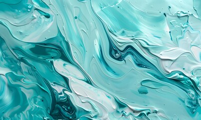 Acrylic paint strokes. Abstract background in turquoise colors, Generative AI 