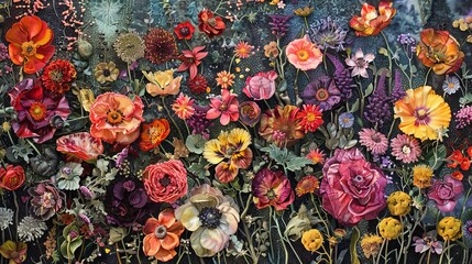 Fototapeta na wymiar Flora's Tapestry: A Symphony of Life in Bloom