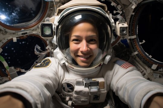 Smiling astronaut in spacesuit