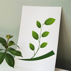 Vibrant Green Leaf Design on A4 White Paper