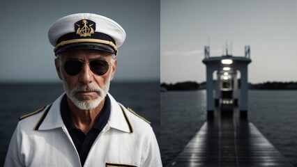Portrait of the captain. Postcard for Sailor's Day.