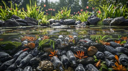 Obraz premium Image shows a beautiful pond with crystal clear water