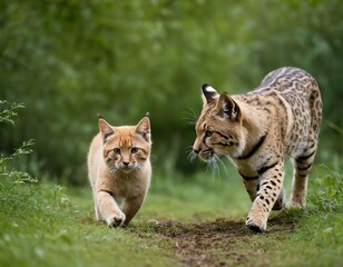 Obraz premium cat next to tiger 