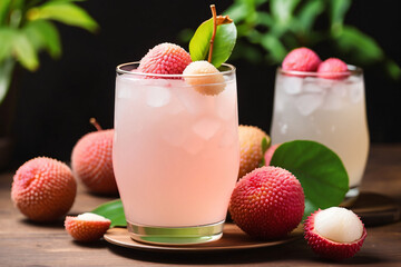 lychee ice in a transparent glass cup