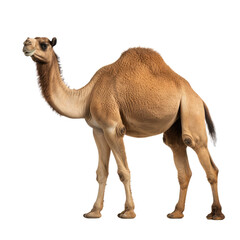 brown camel looking isolated on white.