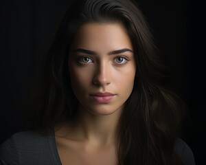 Fototapeta premium Thoughtful young woman with dark hair