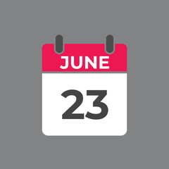 June 23 calendar reminder. 23 June daily calendar icon template. Calendar 23 June icon Design template. Vector illustration
