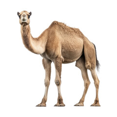 brown camel looking isolated on white.