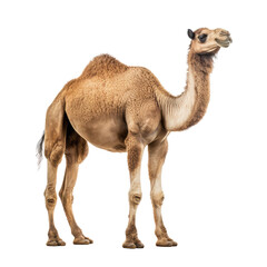 brown camel looking isolated on white.