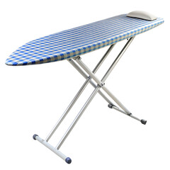 White picnic table isolated on a white wall