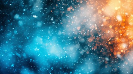 Fototapeta premium Winter snowy in bokeh lights defocused background