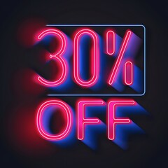 Dramatic Neon Lighting Sale Message 30% Off