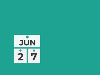 June 27 calendar reminder. 27 June daily calendar icon template. Calendar 27 June icon Design template. Vector illustration
