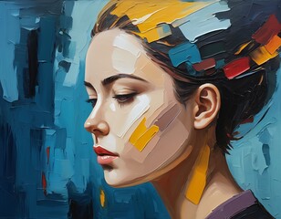 Abstract Oil Paint of Beautiful Woman