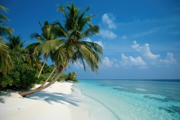 Palm Beach Paradise in The Maldives, Tropical Oasis with Azure Waters
