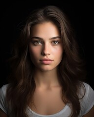 Fototapeta premium Thoughtful young woman with dark hair