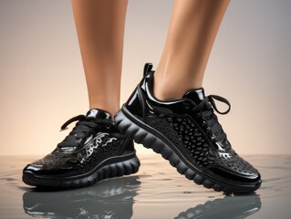 Naklejka premium stylish black sneakers with unique perforated design