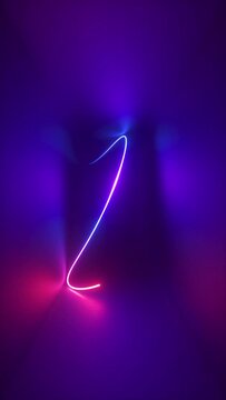 3d abstract neon background, smooth pink blue glowing line moving inside long dark tunnel. Ultraviolet light illumination. Laser ray path, chaotic ricochet track, lighting beam