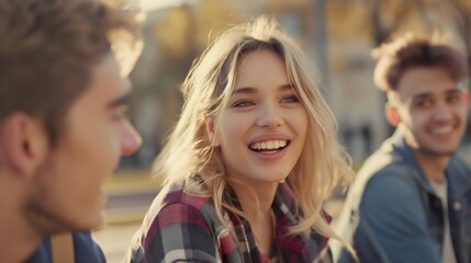 Fototapeta premium Joyful Moments: Sharing Laughter and Friendship, Each Smile Brighter Than the Last