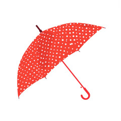 illustration of a polka dot red umbrella isolated on transparent background