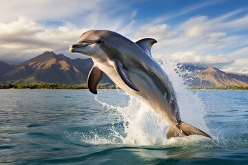 Majestic dolphin leaping from the ocean