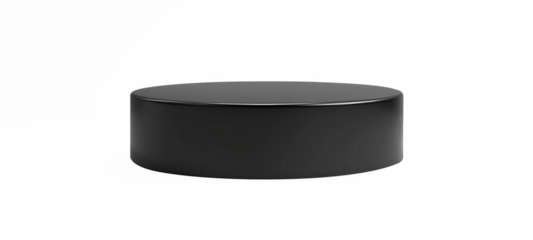 A black object with a round shape is on a white background