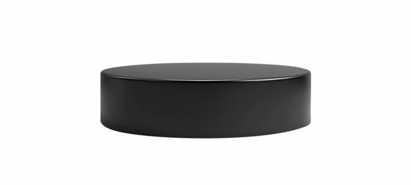 A black object with a round shape is on a white background