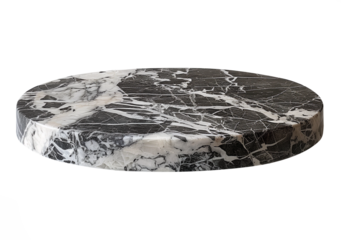A black and white marble table top with a white border