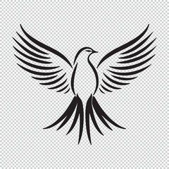 Black simple dove logo icon, vector illustration on transparent background
