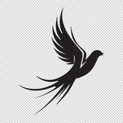 Black simple dove logo icon, vector illustration on transparent background