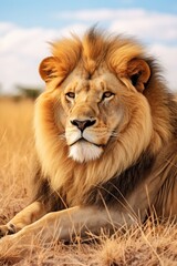 Fototapeta premium Majestic lion in the wild