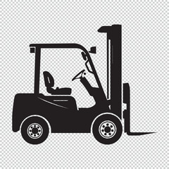 Black simple forklift logo icon, vector illustration on transparent background