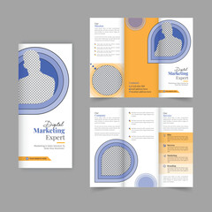 Business trifold brochure annual report cover, digital marketing tri fold corporate brochure cover or flyer design. Leaflet presentation. Catalog with Abstract geometric background. Modern template