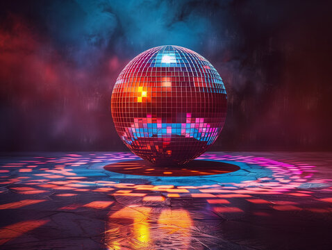 Boule &agrave; facettes de bo&icirc;te de nuit, ambiance disco, 70s