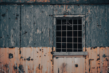 explosion damaged blue yellow house wall in Ukraine