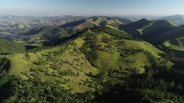 Aerial view of mountains in Serra da Mantiqueira, near S&atilde;o Francisco Xavier - S&atilde;o Jos&eacute; dos Campos, S&atilde;o Paulo, Brazil
