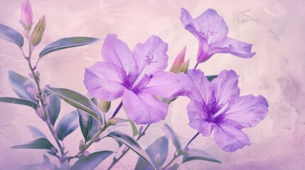 Beautiful violet ruellia tuberosa romantic flowers texture for background. Generated AI image