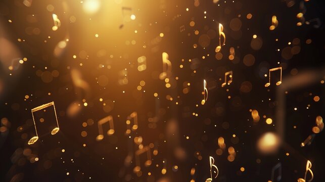 music notes floating into the distance on a dark background