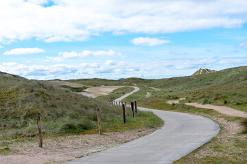 geschwungener Radweg durch das Naturschutzgebiet in Noordhollands  Molecaten Park Noordduinen
