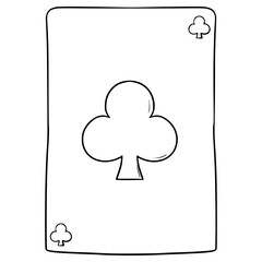 ace club card illustration hand drawn outline vector