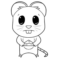 cute rat or mouse illustration hand drawn outline vector