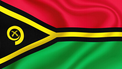 Vanuatu national flag in the wind illustration image